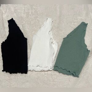 3-Pack of Ruffle Lined Crop Tanks